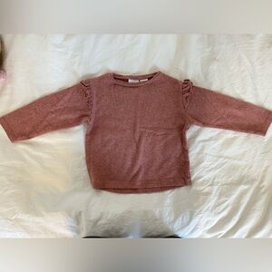 Zara kids  Dusty Pink Sweater with Ruffle Accents 18-24m